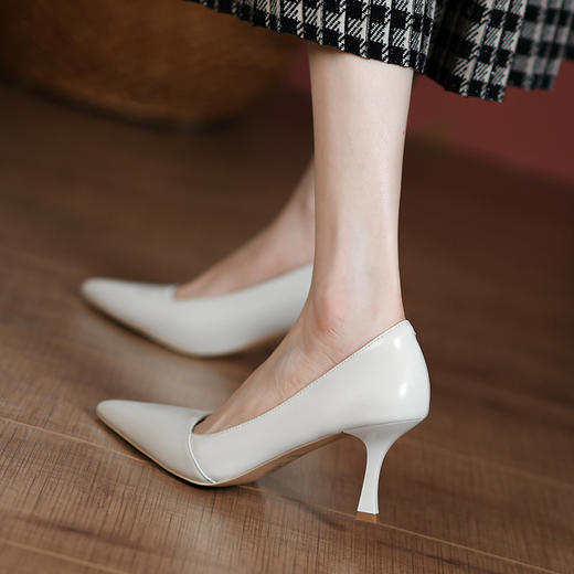 OLD-A609aa复古法式气质尖头高跟鞋女2022新款性感细跟通勤职业浅口四季单鞋 商品图2