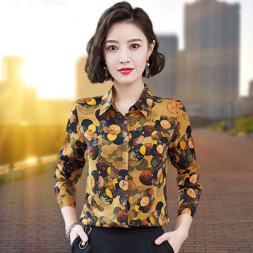 TR  HGH6866春新款大码洋气碎花衬衫 商品图1