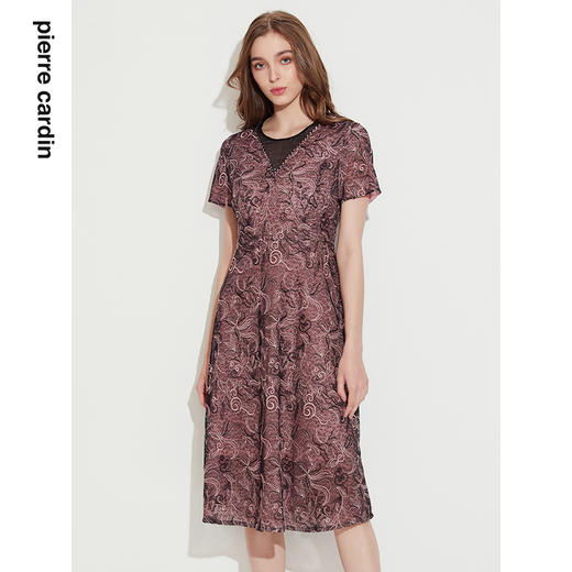 皮尔卡丹女装年夏季新款重工刺绣蕾丝连衣裙P1254D1072B0
 商品图0