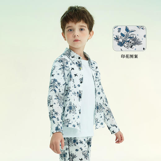 mettekids男童衬衫2022春季新款炸街韩版洋气儿童立领潮打底衬衣 商品图1