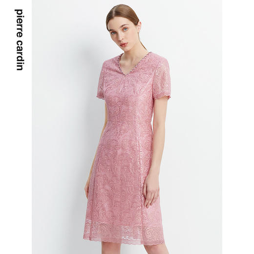 皮尔卡丹女装年夏季新款重工刺绣端庄优雅连衣裙P1255D1050F0
 商品图1