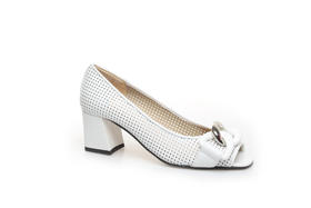 豪麟名鞋奥莱迪嘉女鞋半凉鞋羊皮革Z26003B白色  原价3960元