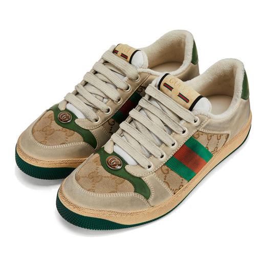 GUCCI 古驰 Gucci男鞋 男士Screene系列GG复古印花条纹小脏鞋运动鞋 白色卡其色 546551 9Y920 商品图0