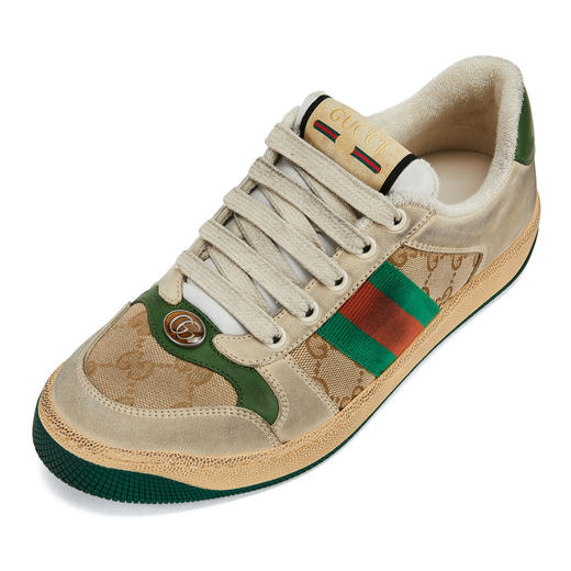 GUCCI 古驰 Gucci男鞋 男士Screene系列GG复古印花条纹小脏鞋运动鞋 白色卡其色 546551 9Y920 商品图1