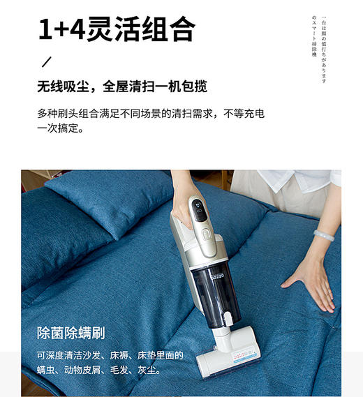 日本西哲无线吸尘器S48E大吸力家用小型手持式床上用除螨吸尘一机多用 商品图1