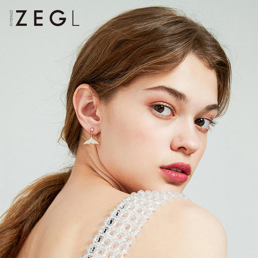 ZEGL鱼尾耳环女海豚耳钉2021新款潮耳夹无耳洞简约小巧免耳洞耳饰 商品图2