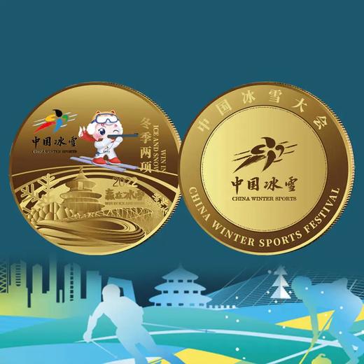 中国冰雪运动项目镀金纪念章大全套（共15枚） 商品图1