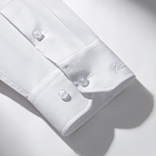 【精美刺绣】罗蒙春秋款男士长袖衬衫纯色简约商务正装职业工装衬衣通勤衬衫男 商品图9