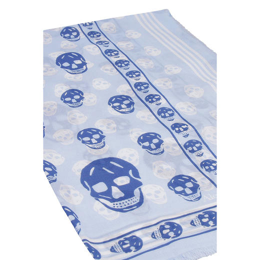 ALEXANDER MCQUEEN 亚历山大麦昆 蓝骷髅白骷髅 女士围巾 混色 657181 3418Q 4968 商品图1