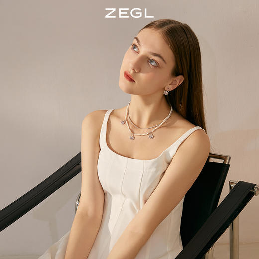 ZEGL设计师粉色樱桃爱心项链女轻奢小众高级设计感人造珍珠锁骨链 商品图2