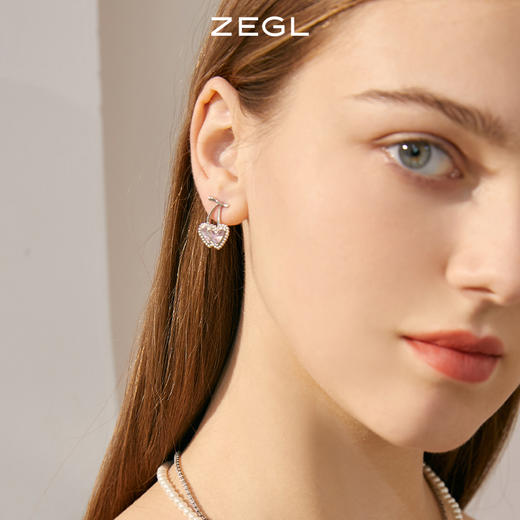 ZEGL设计师樱桃爱心耳环女2022年新款潮耳钉小众设计感银针耳饰品 商品图5