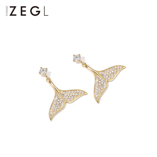 ZEGL鱼尾耳环女海豚耳钉2021新款潮耳夹无耳洞简约小巧免耳洞耳饰 商品图0