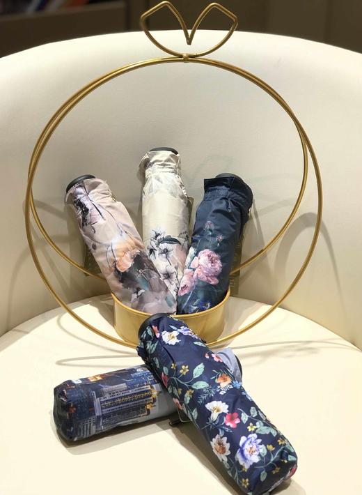 优品堂《浅夏花开》五折黑胶“全遮光”防紫外线遮阳伞 商品图0