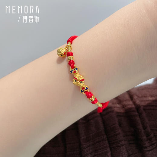 MEMORA诗普琳珠宝黄金足金如意-转动醒狮转运珠手绳红绳手链HB305701 商品图2