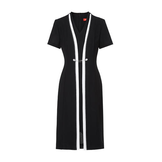 皮尔卡丹女装年夏季新款OL风职业通勤短袖连衣裙P1218D1014B0
 商品图4