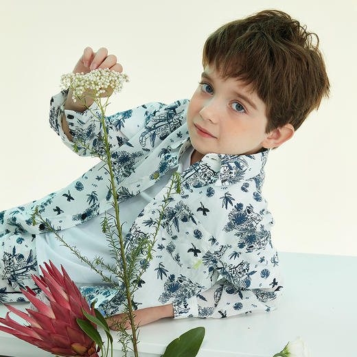 mettekids男童衬衫2022春季新款炸街韩版洋气儿童立领潮打底衬衣 商品图3