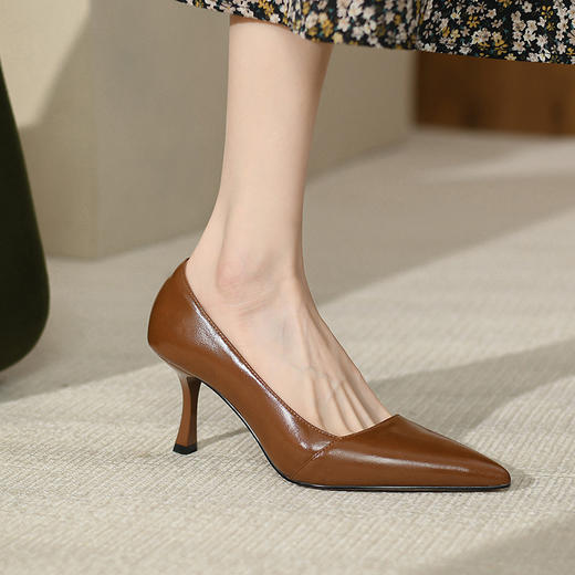OLD-A609aa复古法式气质尖头高跟鞋女2022新款性感细跟通勤职业浅口四季单鞋 商品图3