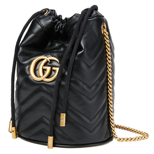 GUCCI 古驰 女士GG Marmont牛皮迷你水桶包单肩包 黑色 575163 DTDRT 商品图1