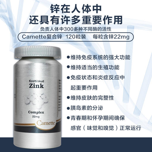 必需微量元素 · 丹麦Camette复合锌片 120粒｜保税 商品图1