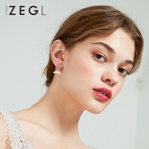 ZEGL鱼尾耳环女海豚耳钉2021新款潮耳夹无耳洞简约小巧免耳洞耳饰 商品图3