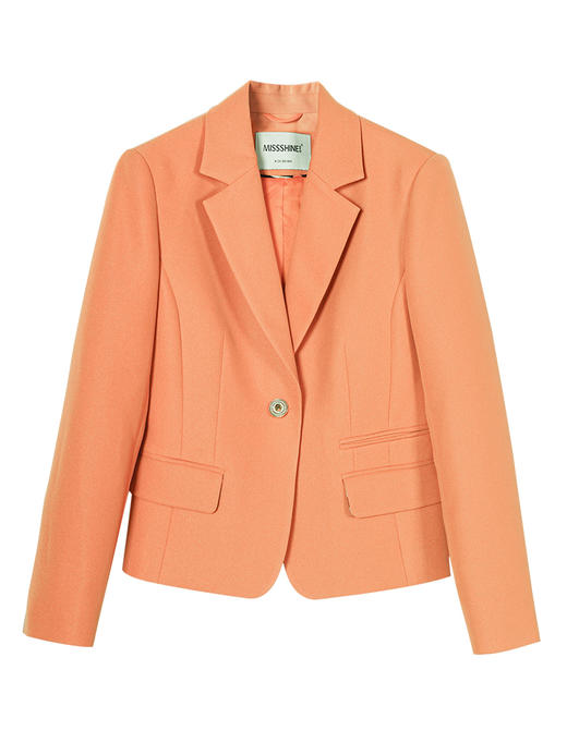 爱马仕橙小西装 修身立裁 高级耐看  米思阳春季新款气质短外套一粒扣显瘦通勤OL西装0157 商品图4