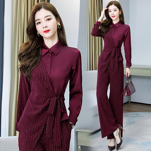 个性拼接，时尚修身收腰阔腿裤两件套HR-YLFS8752-1 商品图4