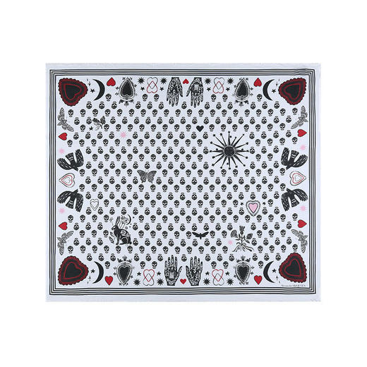 ALEXANDER MCQUEEN 亚历山大麦昆 黑骷髅爱心星月 女士围巾 混色 665607 3418Q 9260 商品图2