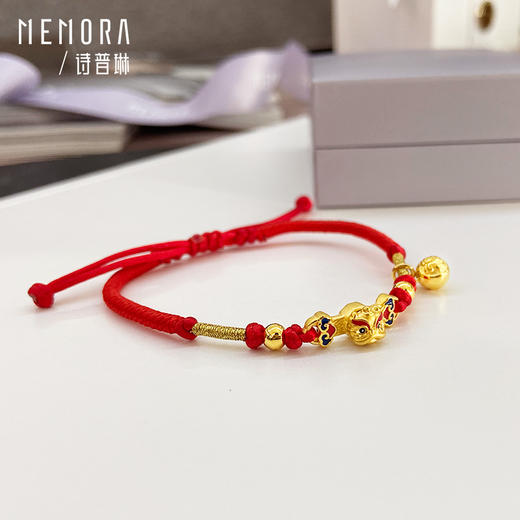 MEMORA诗普琳珠宝黄金足金如意-转动醒狮转运珠手绳红绳手链HB305701 商品图6