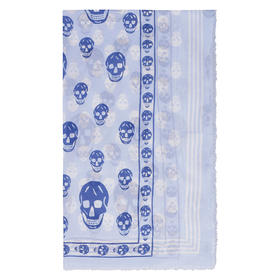 ALEXANDER MCQUEEN 亚历山大麦昆 蓝骷髅白骷髅 女士围巾 混色 657181 3418Q 4968