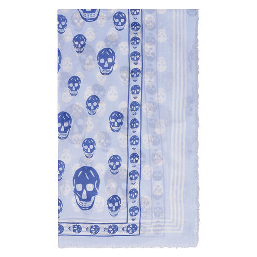 ALEXANDER MCQUEEN 亚历山大麦昆 蓝骷髅白骷髅 女士围巾 混色 657181 3418Q 4968 商品图0