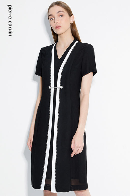 皮尔卡丹女装年夏季新款OL风职业通勤短袖连衣裙P1218D1014B0
 商品图6