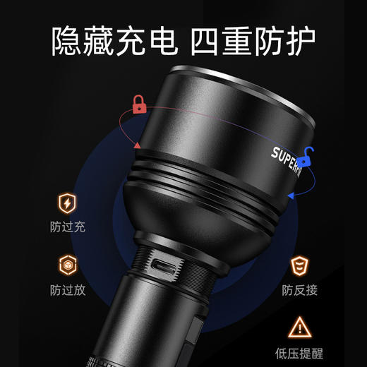 SUPERFIRE神火D18手电筒36W强光远射USB充电超亮防水户外照明日常家用LED手电 商品图3