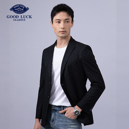 GOOD LUCK/德鲨雅致菠萝针挑洞提花英伦棋盘格肌理图案西装外套LY25211-810 商品图3
