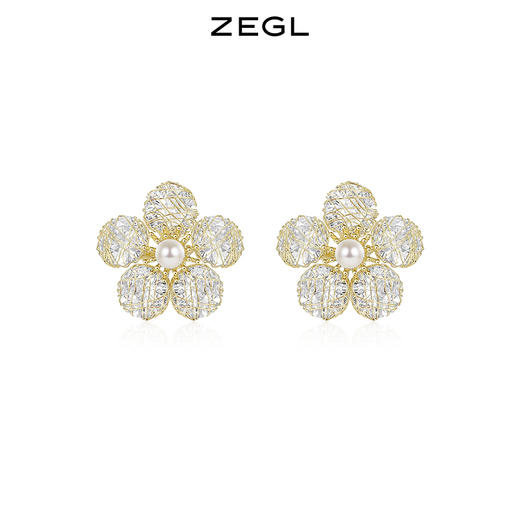 ZEGL花朵耳环女2022年新款潮耳钉高级感轻奢冷淡风925银针耳饰品 商品图0