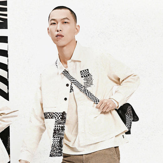 VANS黑色棋盘格印花运动休闲男女情侣单肩斜挎包VN0A5H9YBLK 商品图2