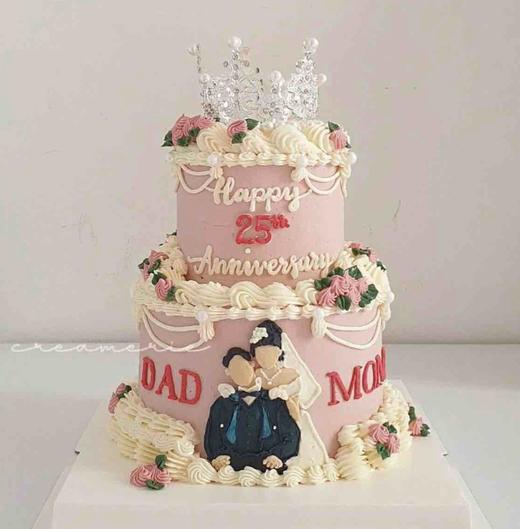 结婚纪念小双层蛋糕-低糖处理无添加 商品图0