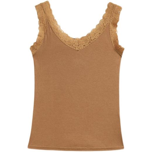 MZ800454 2022夏季运动针织内搭纯色吊带型莫代尔蕾丝V领修身型拼接小背心 商品图3