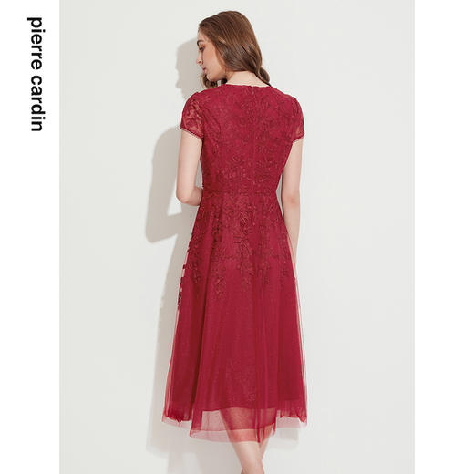 皮尔卡丹女装年夏季法式高腰优雅A字短袖连衣裙P1237D1102R5
 商品图2
