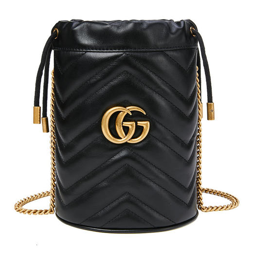 GUCCI 古驰 女士GG Marmont牛皮迷你水桶包单肩包 黑色 575163 DTDRT 商品图0