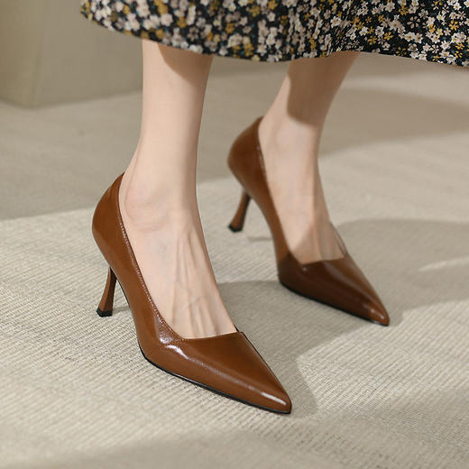OLD-A609aa复古法式气质尖头高跟鞋女2022新款性感细跟通勤职业浅口四季单鞋 商品图4