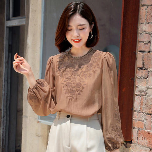 衬衫女薄款早春2022新款设计感小众泡泡袖上衣  YYM571 商品图3