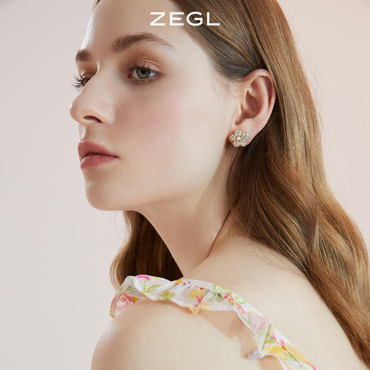 ZEGL花朵耳环女2022年新款潮耳钉高级感轻奢冷淡风925银针耳饰品 商品图5