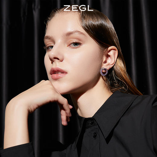 ZEGL设计师爱心耳环女新款潮耳钉高级感轻奢925银针耳饰品 商品图4