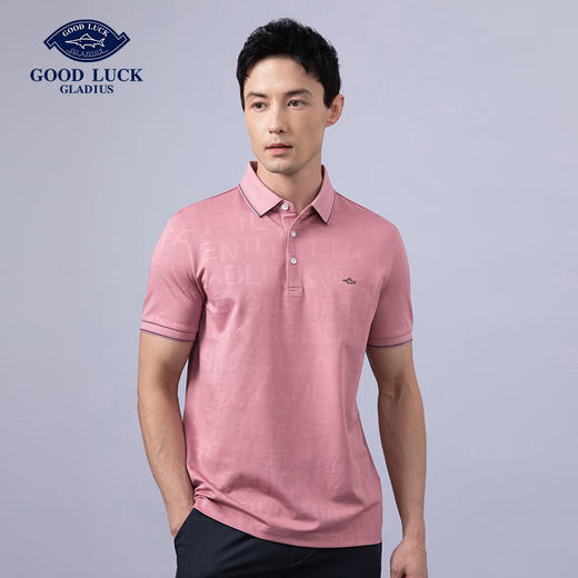 GOOD LUCK/德鲨弹力时尚亲肤柔软全身字母提花细腻精致短袖时尚休闲POLO衫LY23156 商品图5