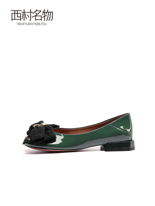 西村名物2022年春季新款绸缎小熊浅口温柔小香风平底单鞋女X22AE17351 商品图2