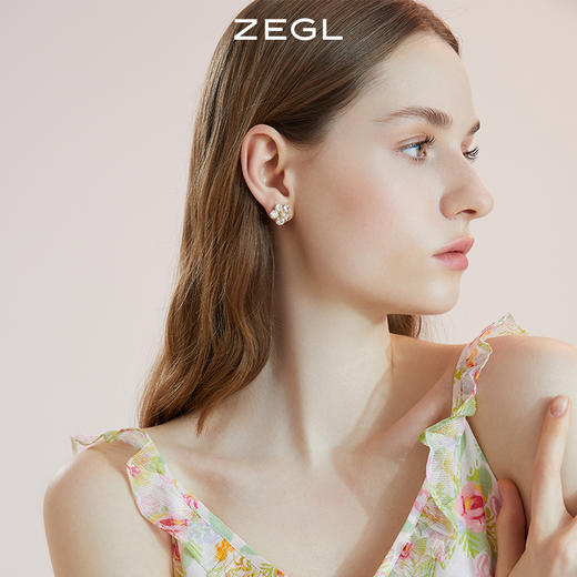 ZEGL花朵耳环女2022年新款潮耳钉高级感轻奢冷淡风925银针耳饰品 商品图3