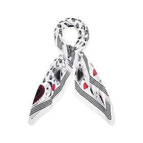 ALEXANDER MCQUEEN 亚历山大麦昆 黑骷髅爱心星月 女士围巾 混色 665607 3418Q 9260