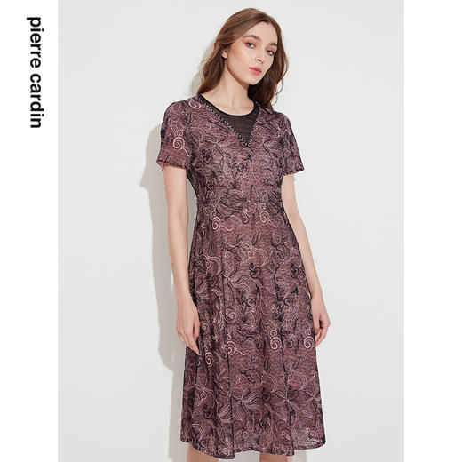 皮尔卡丹女装年夏季新款重工刺绣蕾丝连衣裙P1254D1072B0
 商品图1