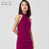 【转身的优雅】玫紫色露背设计蝴蝶结修身连衣裙 商品缩略图1