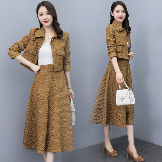 时尚感，轻奢复古短外套大摆半裙御姐炸街两件套HR-QMC6228 商品图2